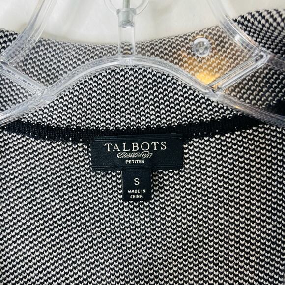 Talbots black white knit silk blend preppy office stretchy button blazer small - Picture 4 of 7